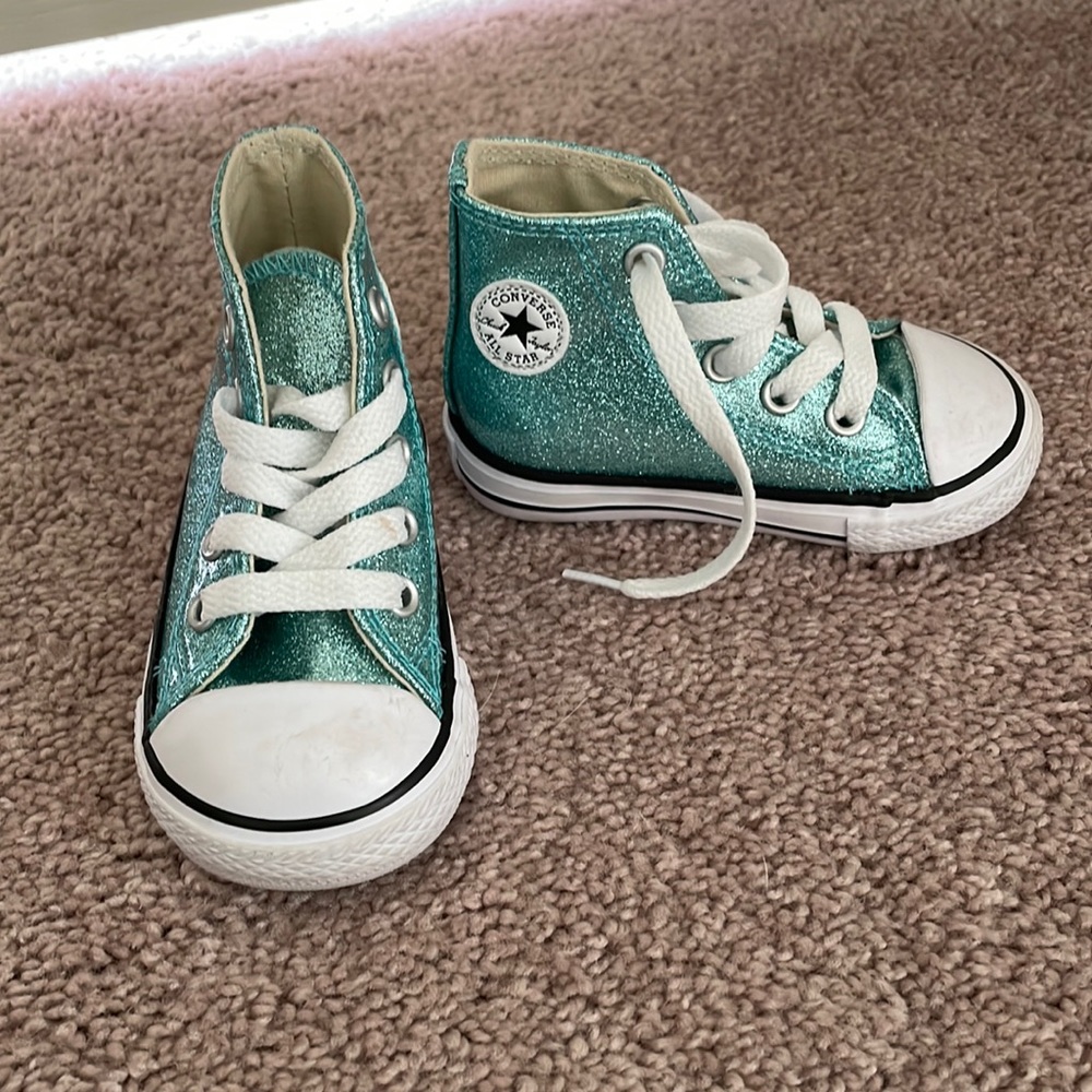 Converse all star glitter teal chucks toddler shoes